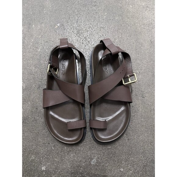 A.EMERY Dula Sandals Walnut Brown Leather Flats - Picture 8 of 9